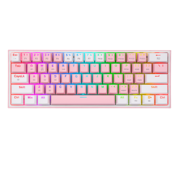 Teclado Redragon Fizz Pro Pink-White Wireless K616-rgb