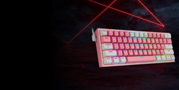 Teclado Redragon Fizz Pro Pink-White Wireless K616-rgb