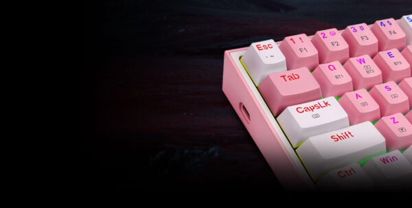 Teclado Redragon Fizz Pro Pink-White Wireless K616-rgb